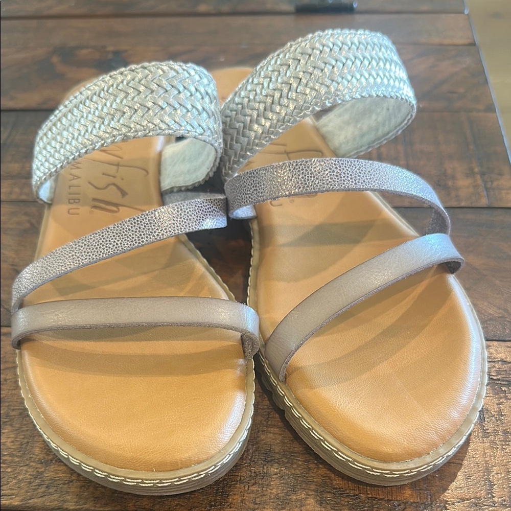 Blowfish Silver Sandals with Flat Soles